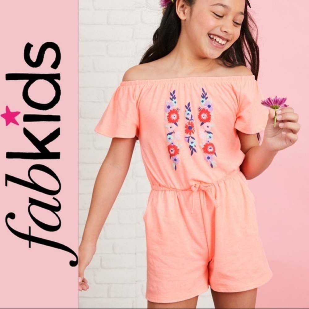 Fab kids Peach Floral Romper